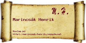 Marincsák Henrik névjegykártya