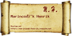 Marincsák Henrik névjegykártya